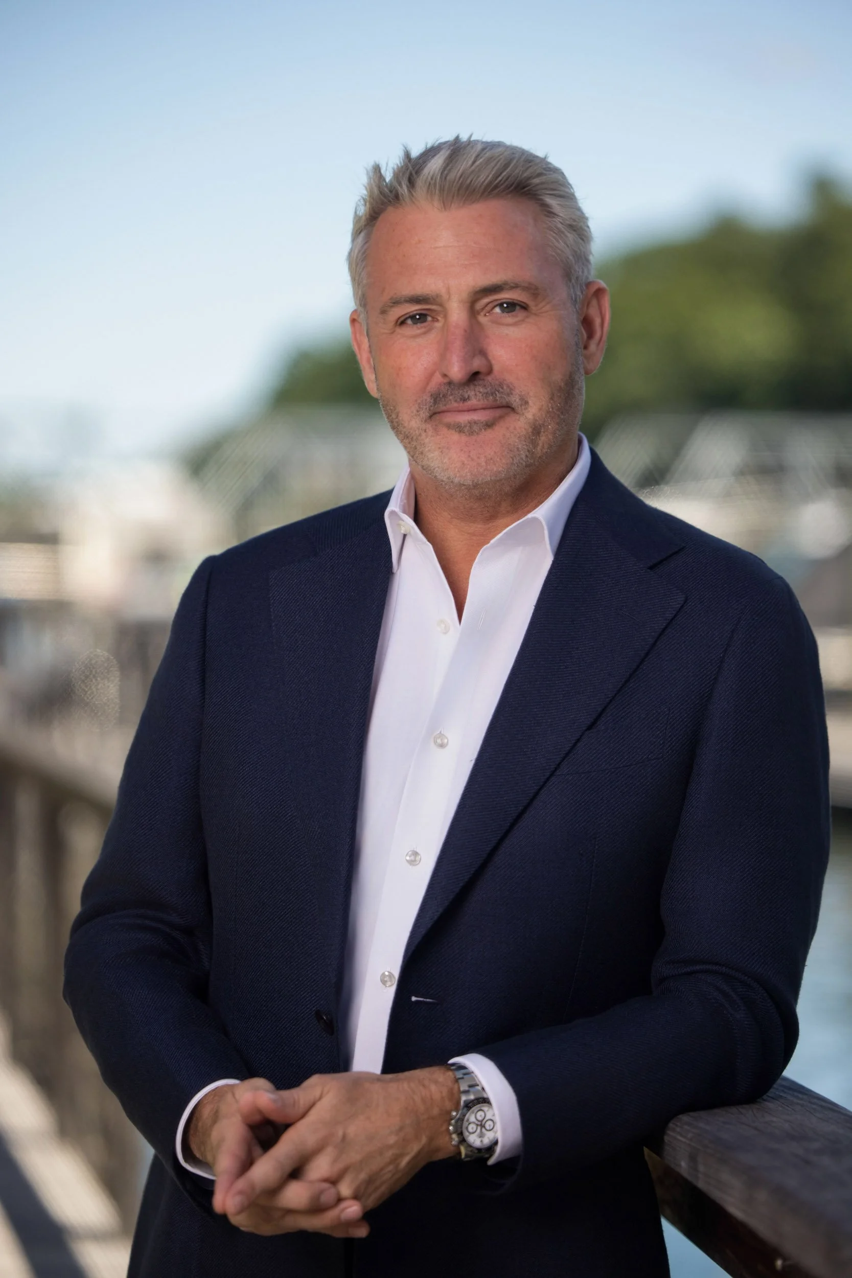 Outdoor environmental portrait of an executive