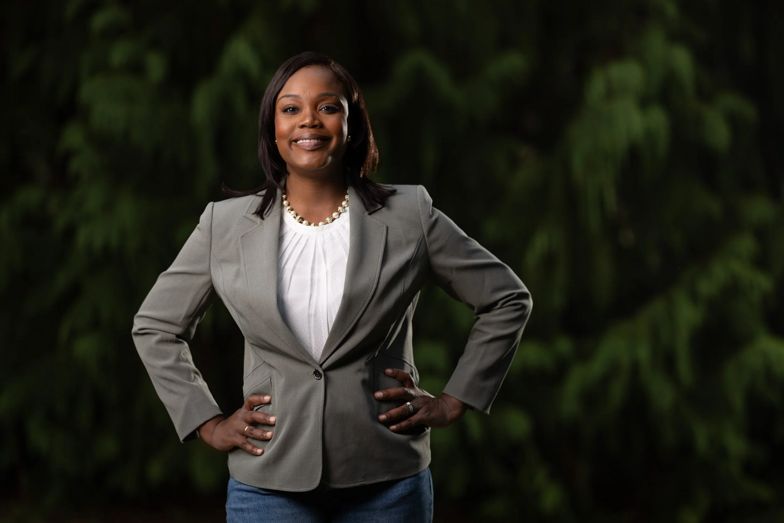 Environmental business portrait of a civic leader photographed outdoors in Connecticut.