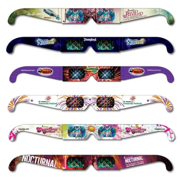 Fireworks Glasses®-Design Your Own!Almost any design you can think of can be printed over the entire face of our Fireworks Glasses®. Our art department can even create a special design just for you. Go mild or wild as your budget allows...from one t…