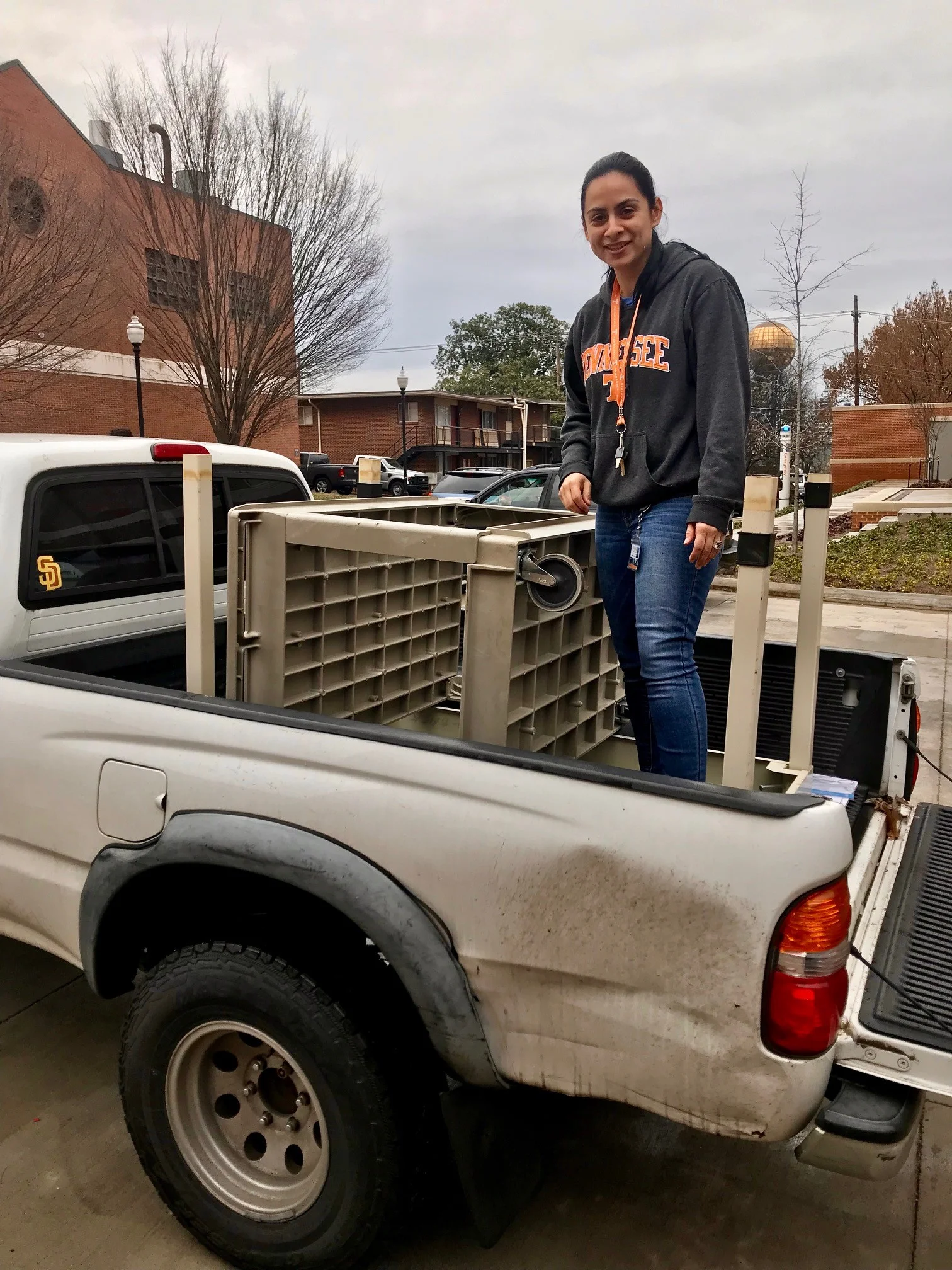 Marcia loading up AJ's truck for a trip to Walters