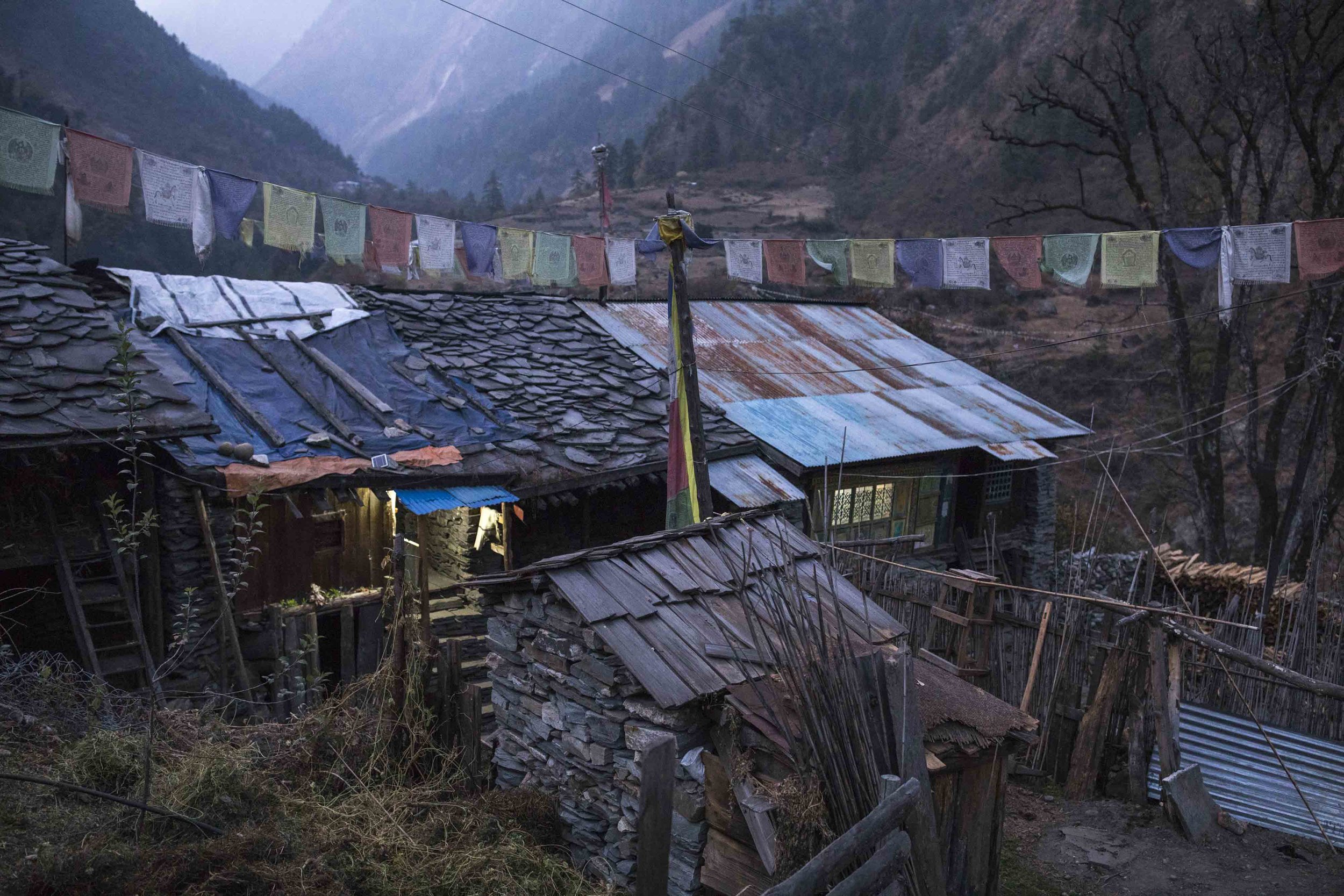 Tibetan settlement, Namrung in Nupri valley Nepal.
