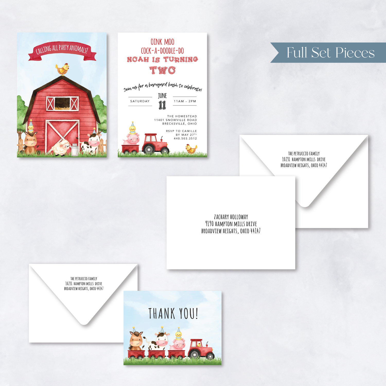 IMPRESS DESIGN STUDIO-Farm Party Birthday Invitations TWO