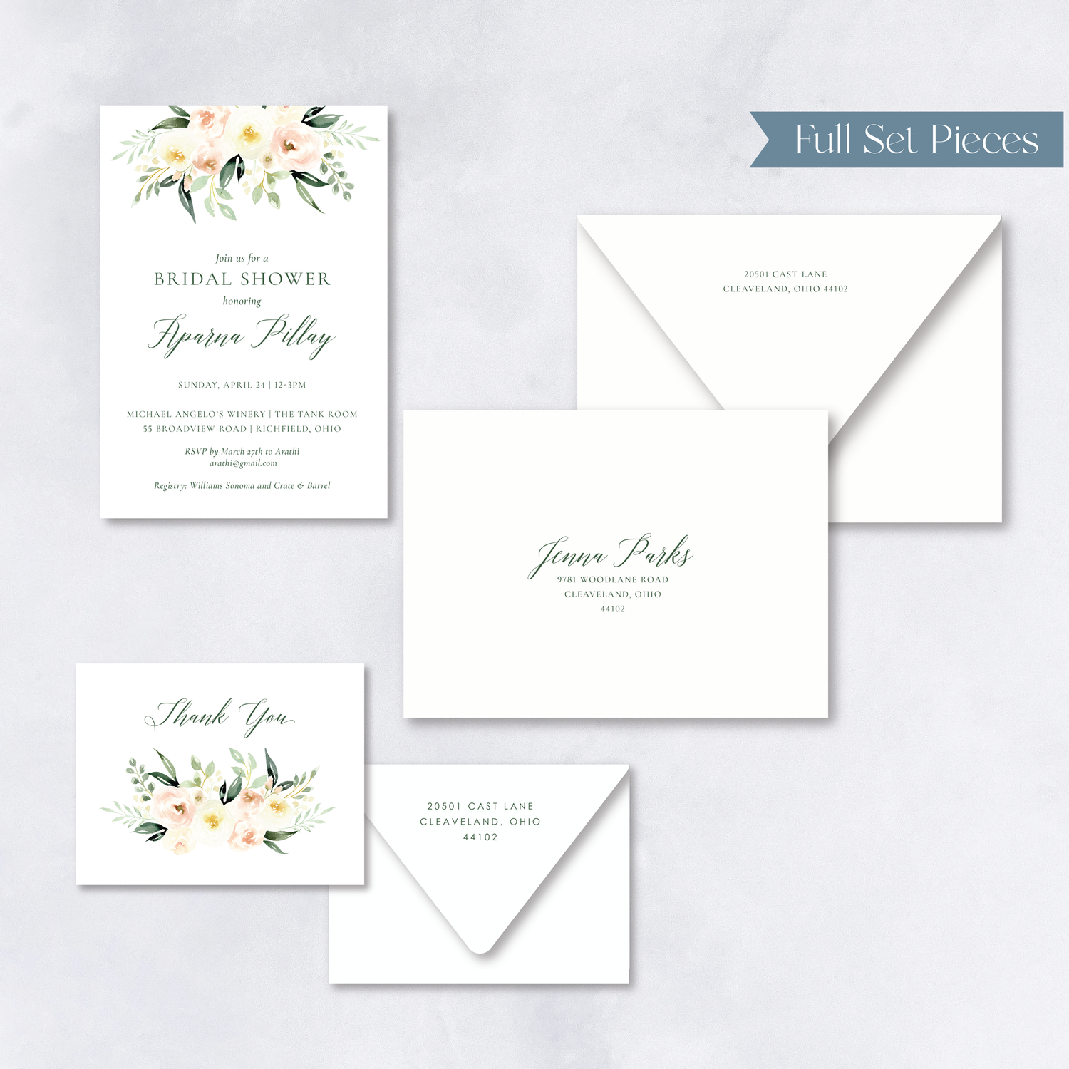 IMPRESS DESIGN STUDIO-Neutral Floral Bridal Shower Invitations, image size:1500x1500