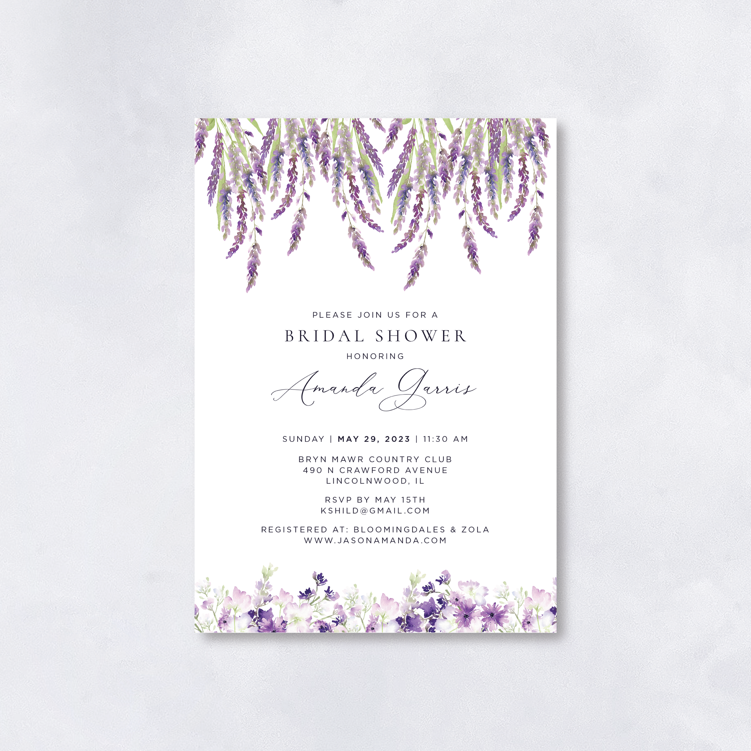 Lavender Bridal Shower Invitation