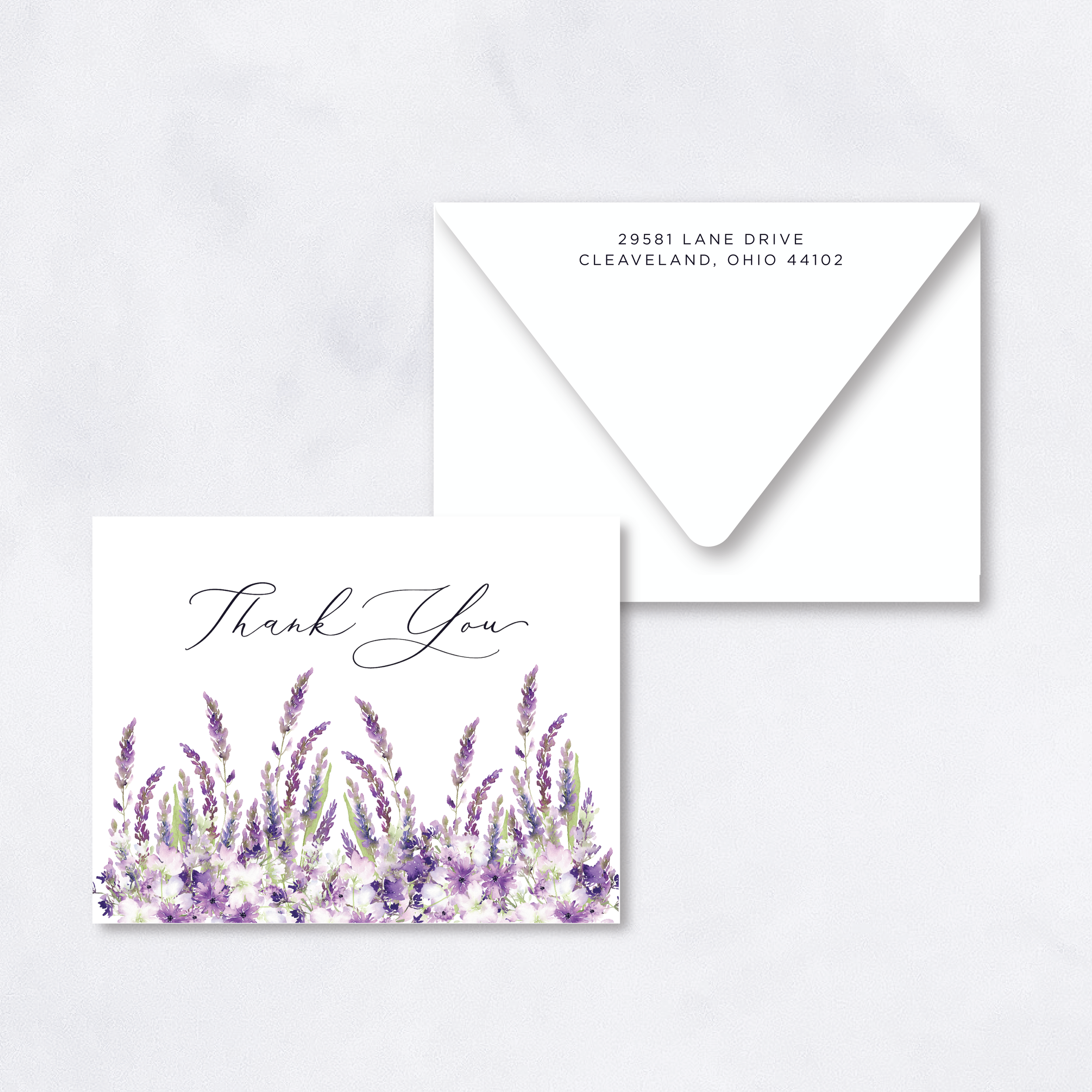 lavender bridal shower invitation_Thank You & Envelope.png
