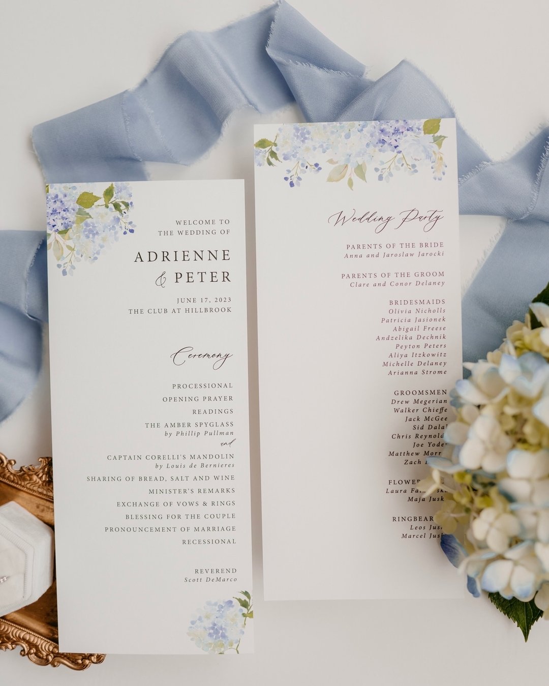 Programs are a wonderful way to guide guests through the ceremony, acknowledge the wedding party, include an in loving memory section and share a thank you message. Whether your ceremony is short and sweet or in a place of worship the same details ge