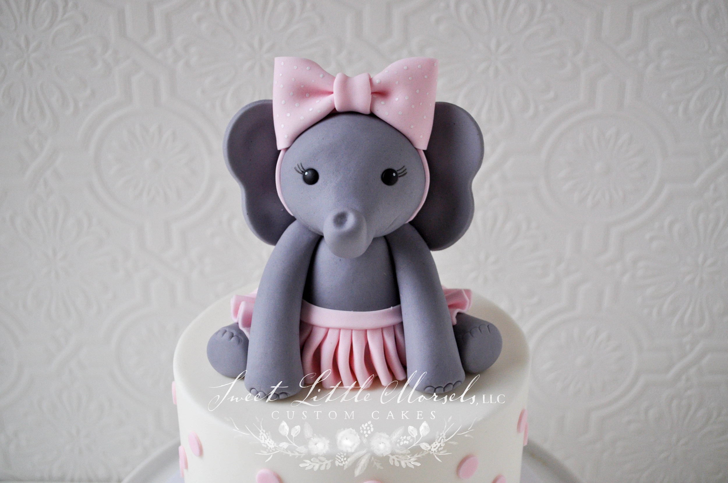 Baby Girl Elephant Baby Shower Edible Cake Topper Decoration 