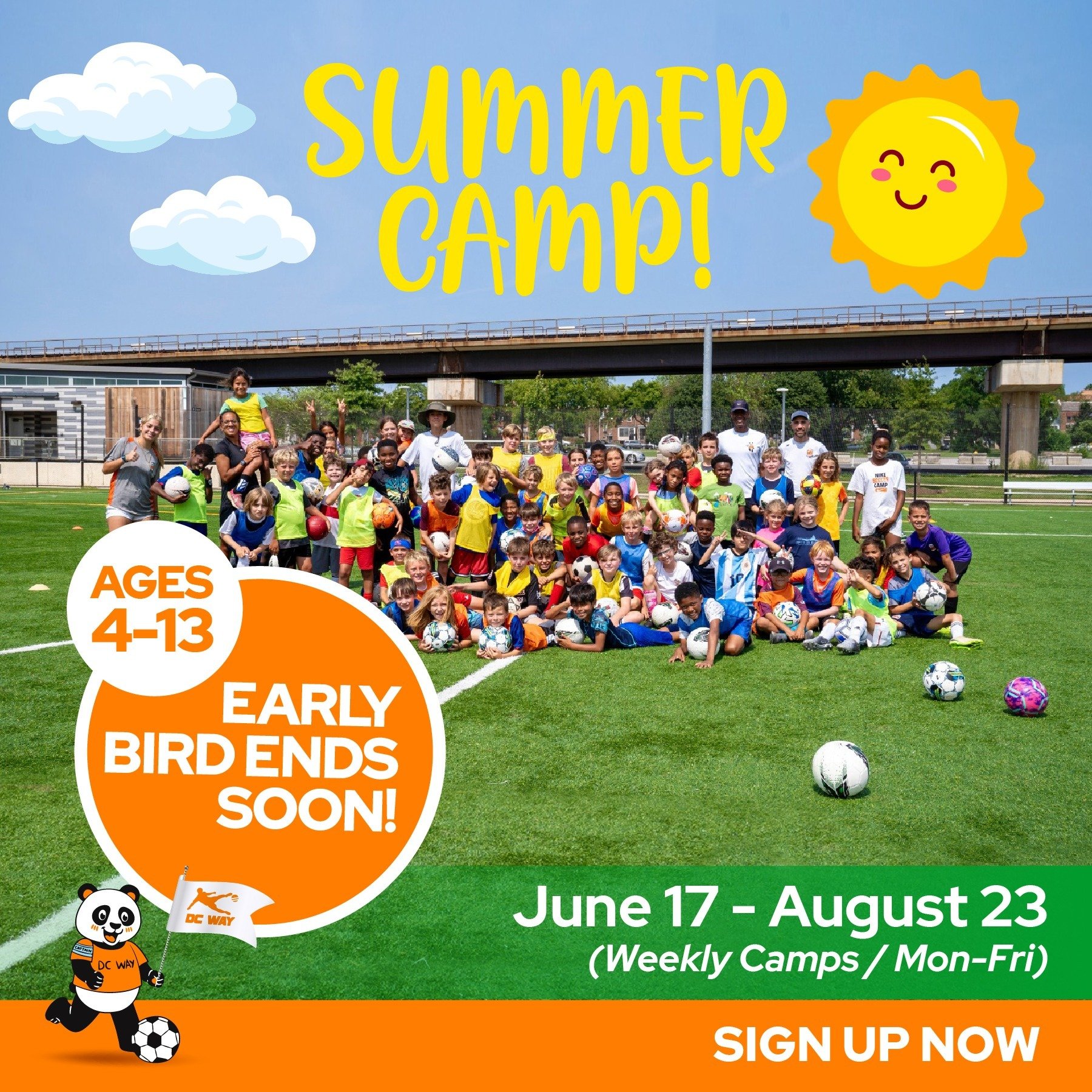 Hey there, soccer enthusiasts! Are you excited to kick off your summer with loads of soccer fun? ⚽️☀️ Summer Camp Early Bird registration ends soon! 
 
Beat the rush and secure your spot today! 🏃&zwj;♂️ Don't miss out on this chance for your child t