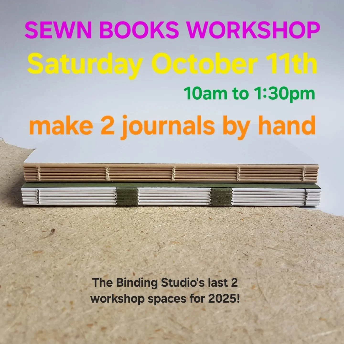 Link in bio! The last 2 spots for my bookbinding workshops this year, folks! 

It's now or..... not until 2026 ;)
