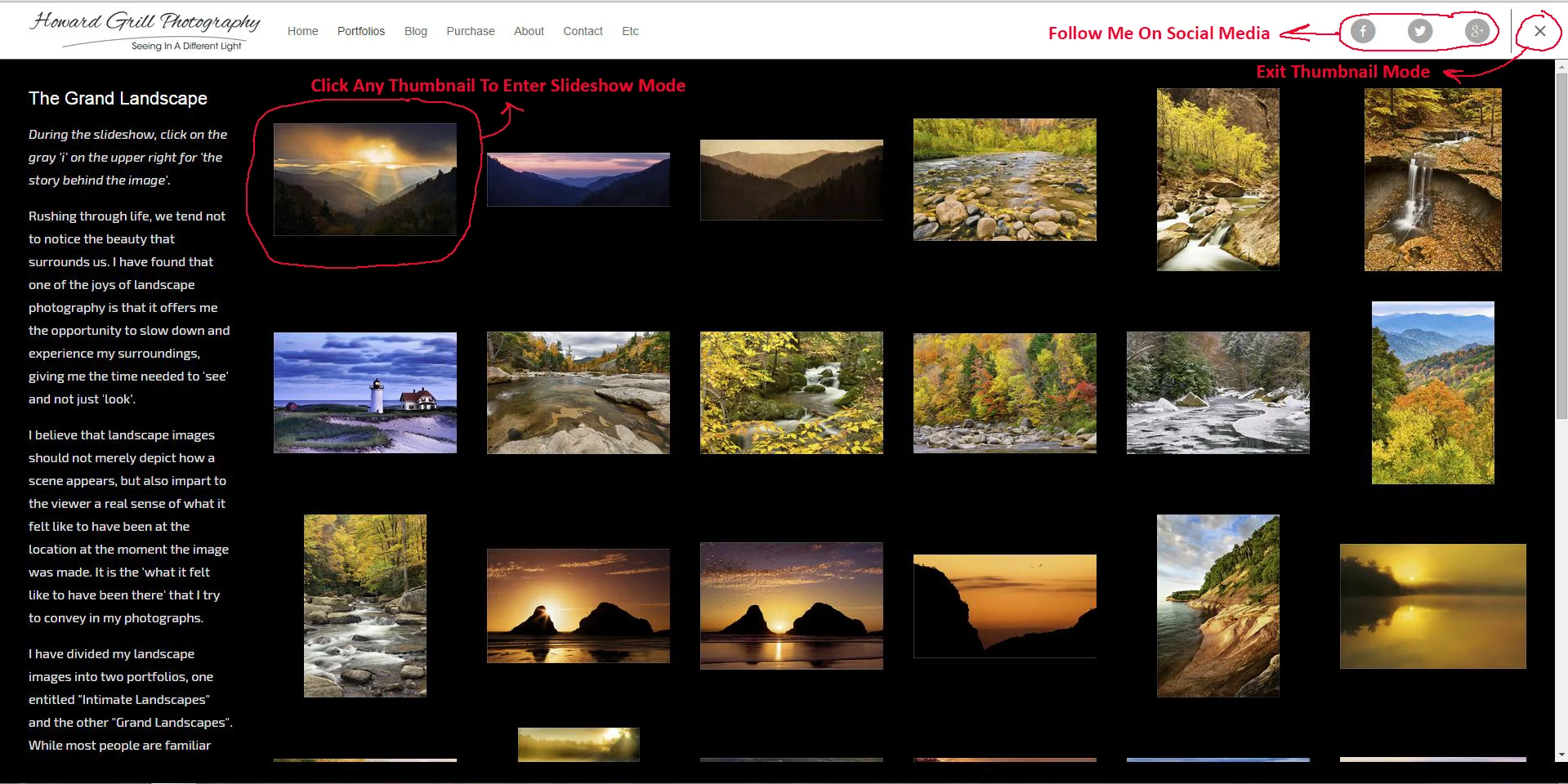 Navigation from a gallery page.