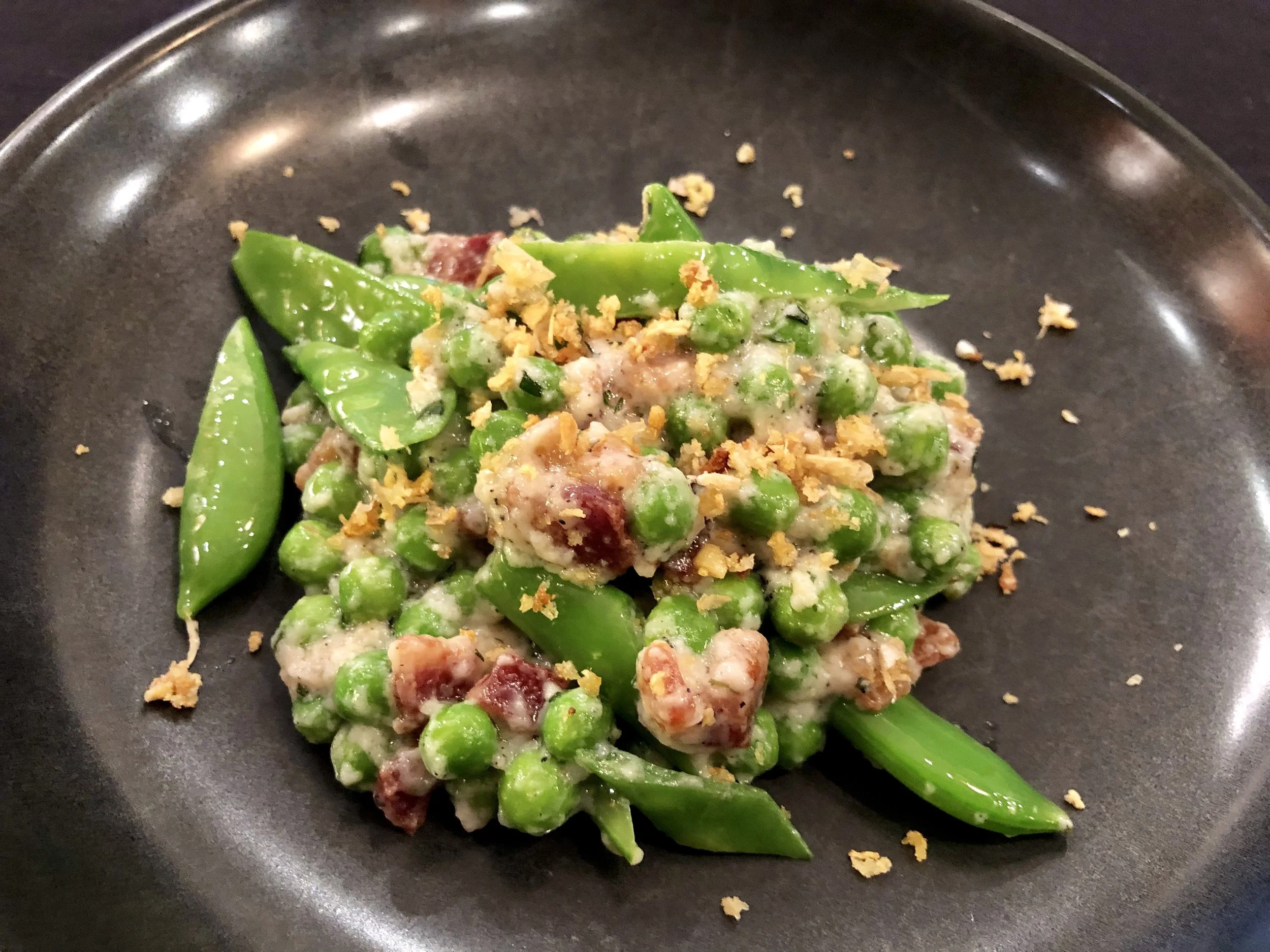 Chef Juan's Recipe for Creamy Spring Peas with Pancetta — Chez Montier