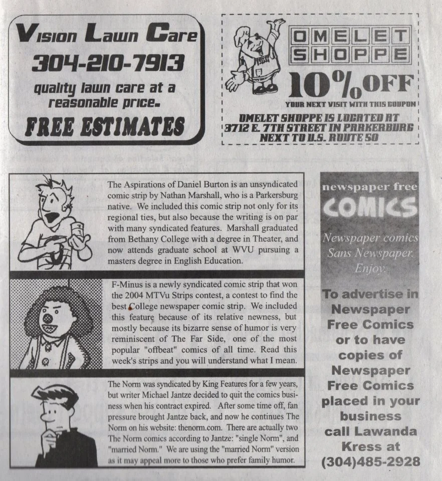 SOME OF THE GENIUS COMIC STRPS WE WERE PRINTED ALONGSIDE IN NEWSPAPER FREE COMICS
