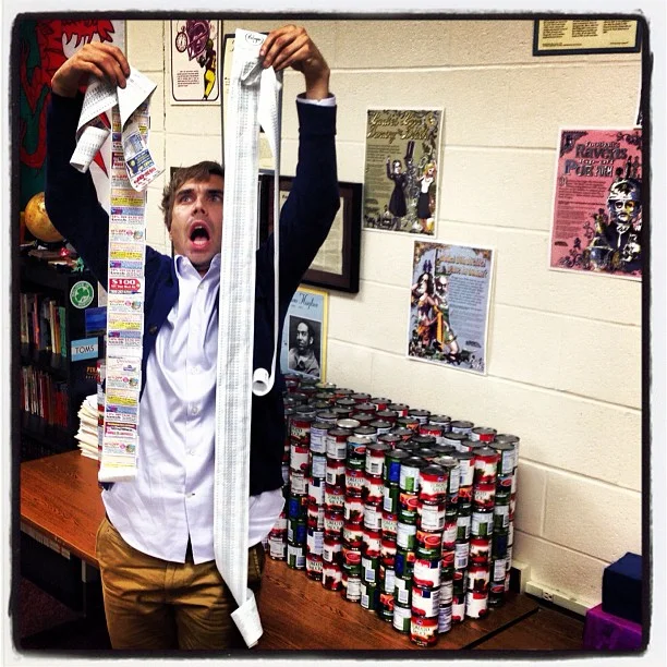 THOSE LONG RECEIPTS ARE FROM A LOT OF CANS WE PURCHASED FOR A CANNED FOOD DRIVE