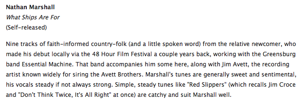 MY ALBUM WAS FEATURED IN PITTSBURGH'S CITY PAPER'S NEW RELEASE SECTION. CLICK HERE TO READ THE ENTIRE ARTICLE