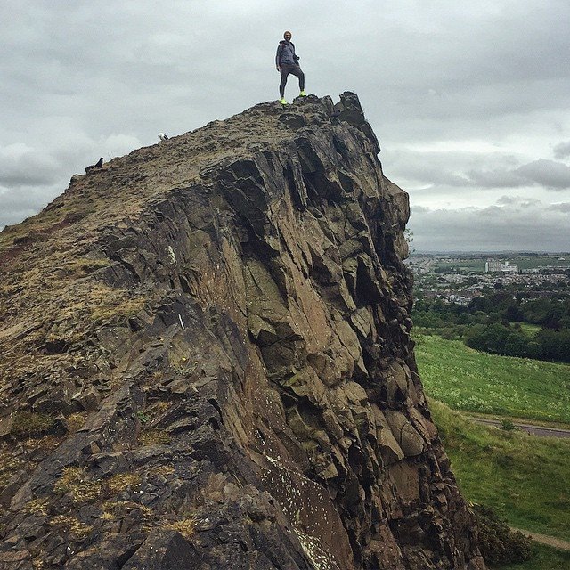 Standing on part of Scotland's Holyrood Rock.