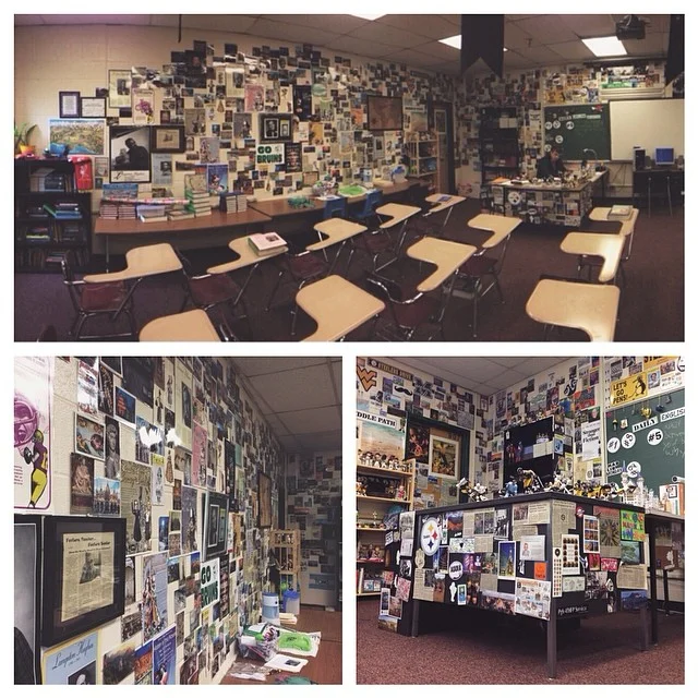MY CLASSROOM FILLED WITH MEMORABILIA FROM MY LIFE AND TRAVELS. I UTILIZED MY CLASSROOM AS AN INTERACTIVE LEARNING TOOL