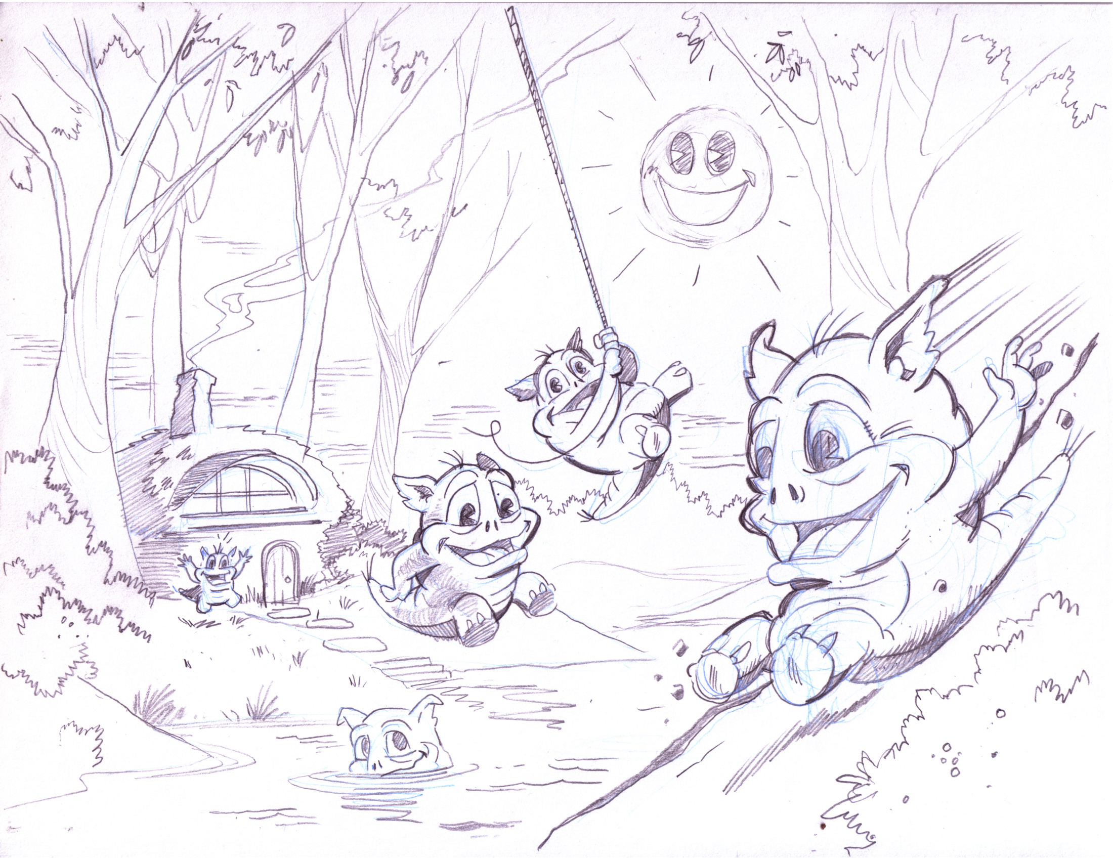 SAM THE SQUONK SAVES <br> THE PARK SKETCH