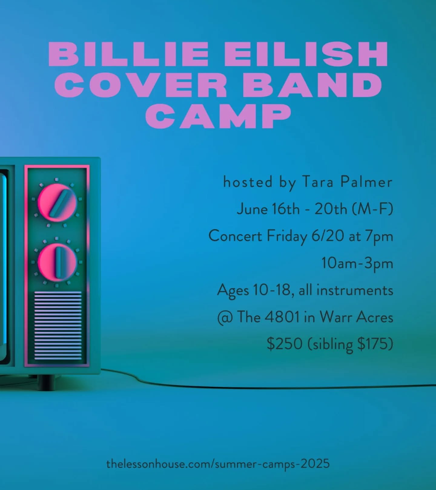 🎵 Comment your favorite Billie Eilish song suggestions! Sign up for camp at www.thelessonhouse.com/summer-camps-2025 🎙️

#thelessonhouse #the4801okc #summercamp #billieeilish #coverband #okcmusic #okcmusicscene