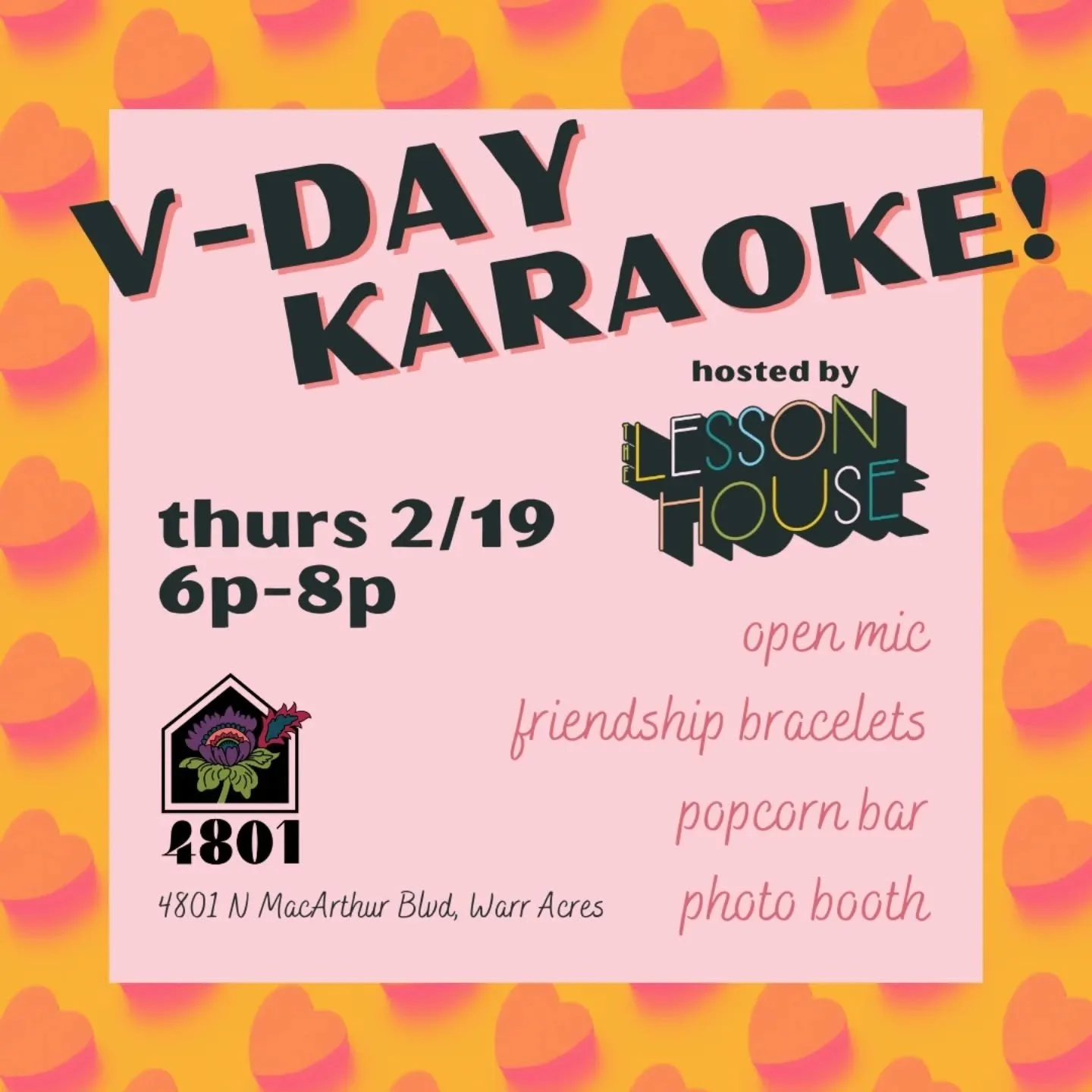 Don't miss it! 🎤&hearts;️

All Ages 🤙🏼
Free/$5 donation 🤙🏼

#karaokenight #bffgoals #openmic #thelessonhouse #the4801okc