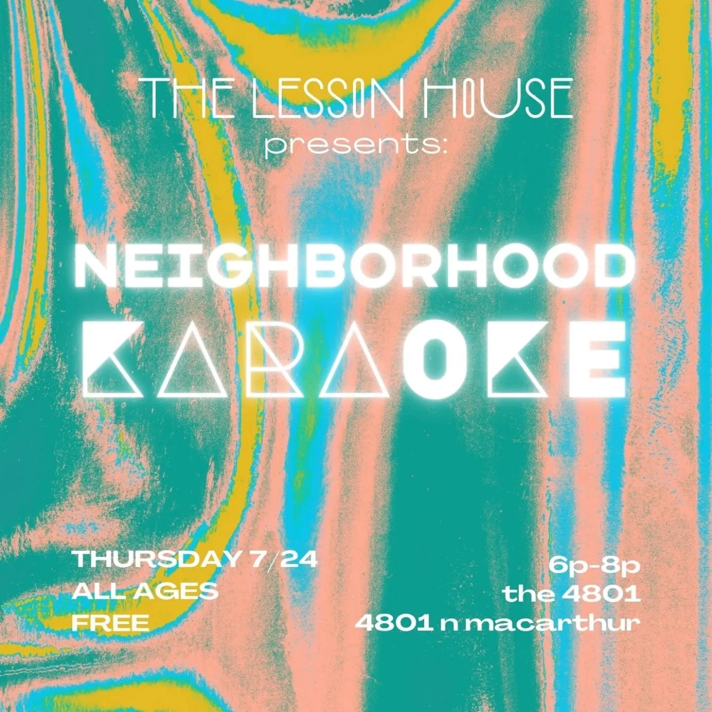 🎤 Catch us in the living room on Thursday! Bring friends and snacks. ☀️ Comment with your favorite karaoke song! 

#thelessonhouse #neighborhoodkaraoke #karaokenight #the4801okc #allages #okcmusicscene