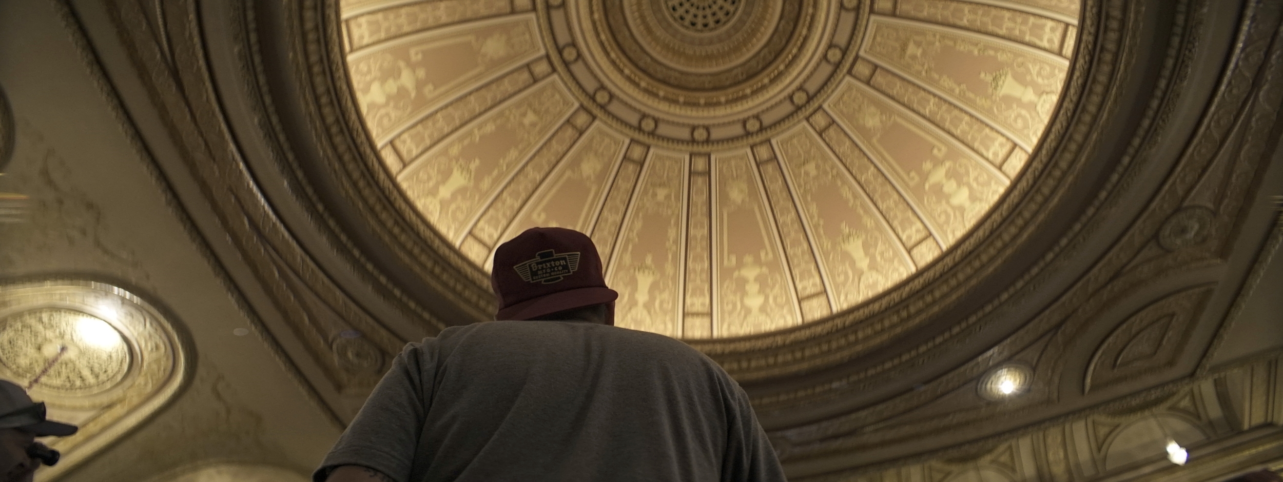 Elite 24.5mm anamorphic | Playhouse Square, Cleveland, OH - Director Geoff Yaw, and Cinematographer Caleb Crossen of Think Media line up a shot on a tech scout. Image captured at T2.1. Photo by Keith Nickoson.