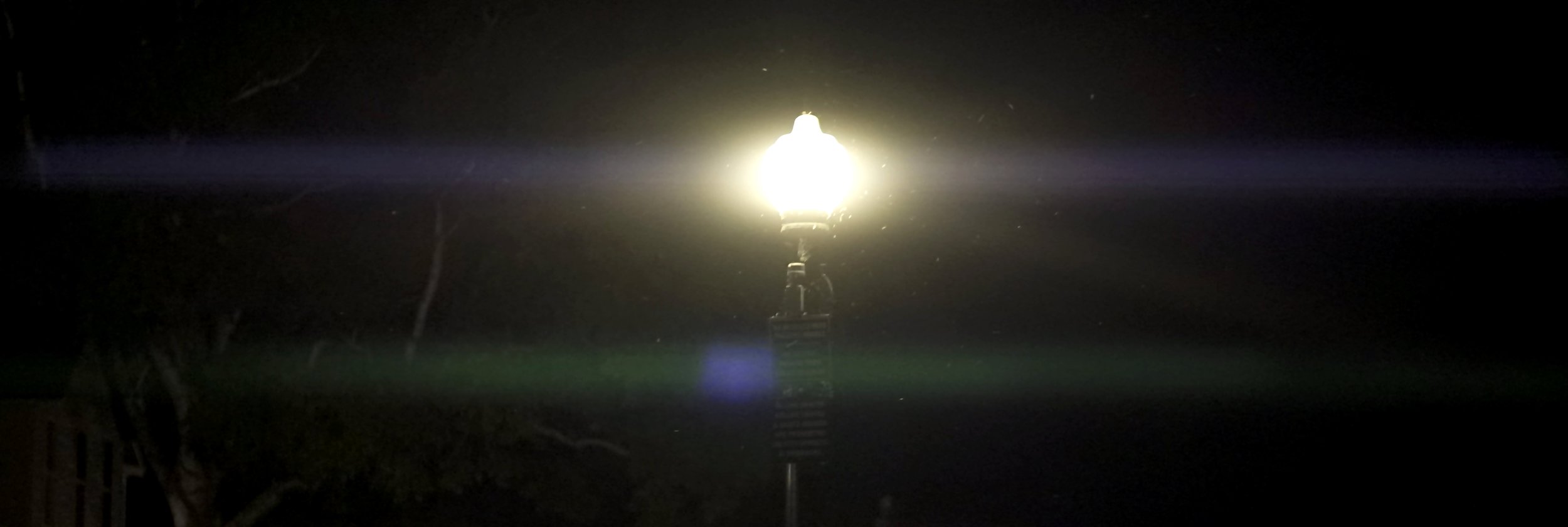 Lomo 100mm anamorphic lens | A streetlamp at Mission Point Resort on Mackinac Island creates this flare. Photo by: Keith Nickoson.