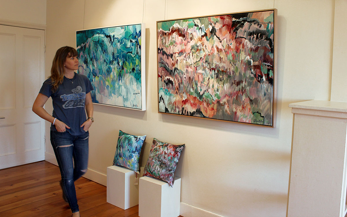 Checking out my handywork :) "Internal Reflections" on the right hand side sold. "I carry my treasures with me", left, is still available.