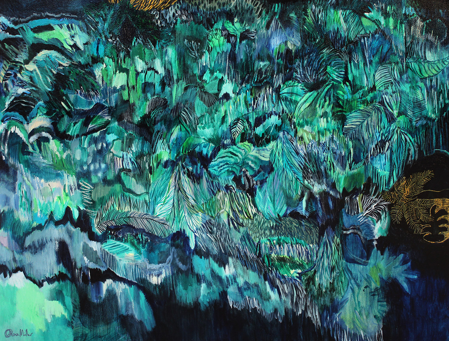 Life is an Adventure 120cm x90cm SOLD This painting takes us on an adventure through thick undergrowth and jungle like vegetation. It represents the journeys we take through our lives and the paths we choose to explore. Sometimes there is treasure to be found.