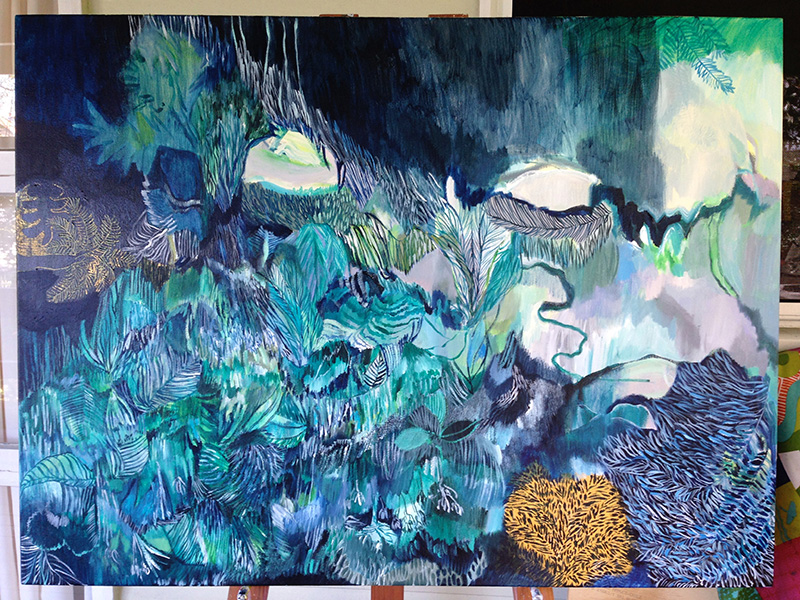 I start to create the "jungle" and then I flip it back around again...