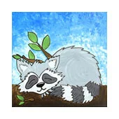 087_12x12_snoozing raccoon