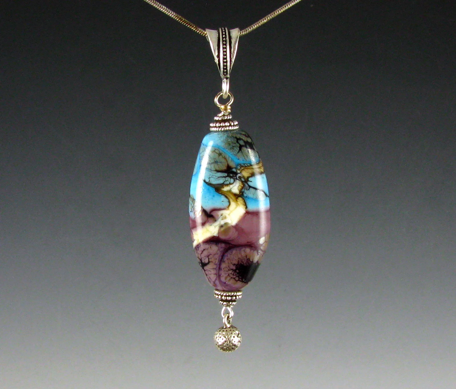 Turquoise and Purple Bead Necklace