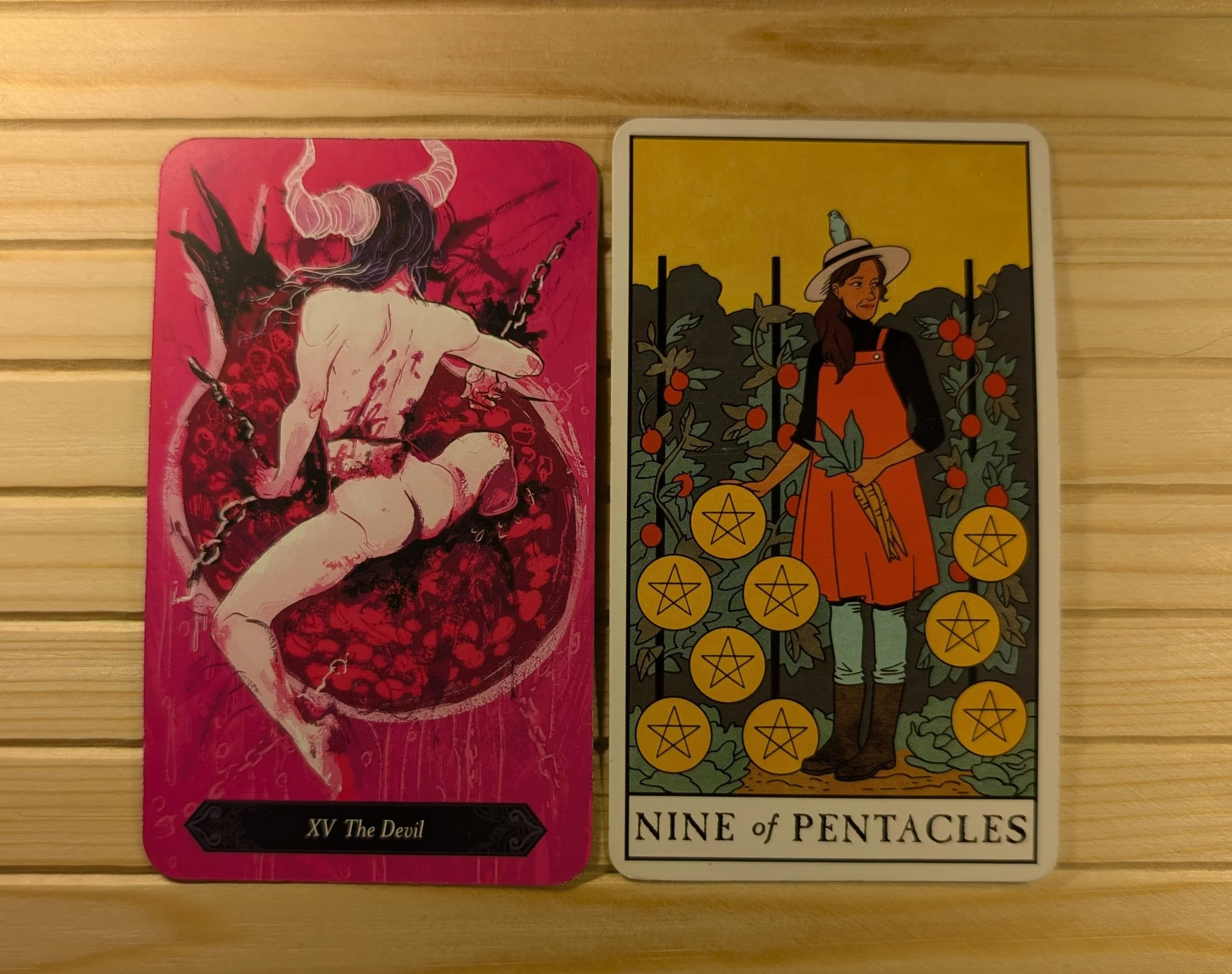 The Devil and the Nine of Pentacles