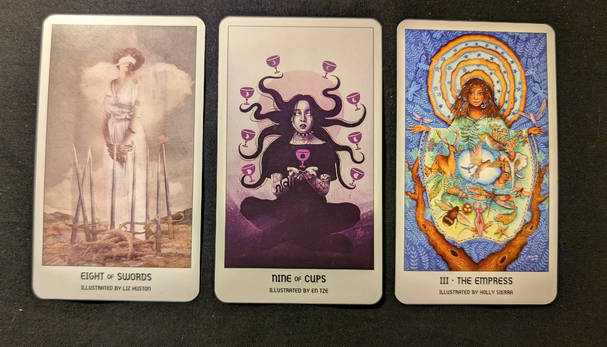 Eight of Swords, Nine of Cups, and the Empress