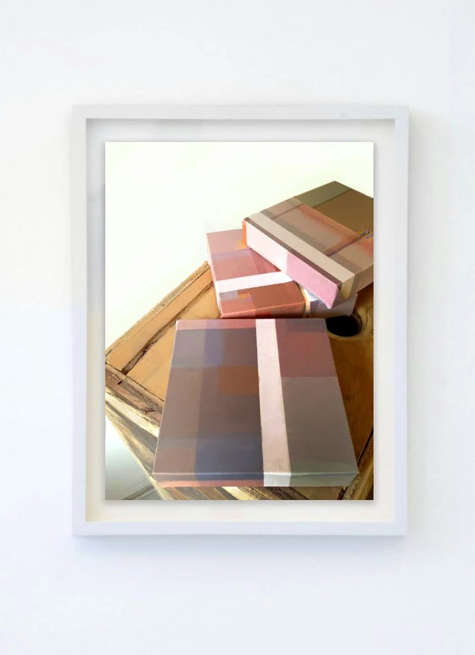GLITCH BABIES ON APPLE BOX digital print in artist frame 12 x 16 inches, 2014
