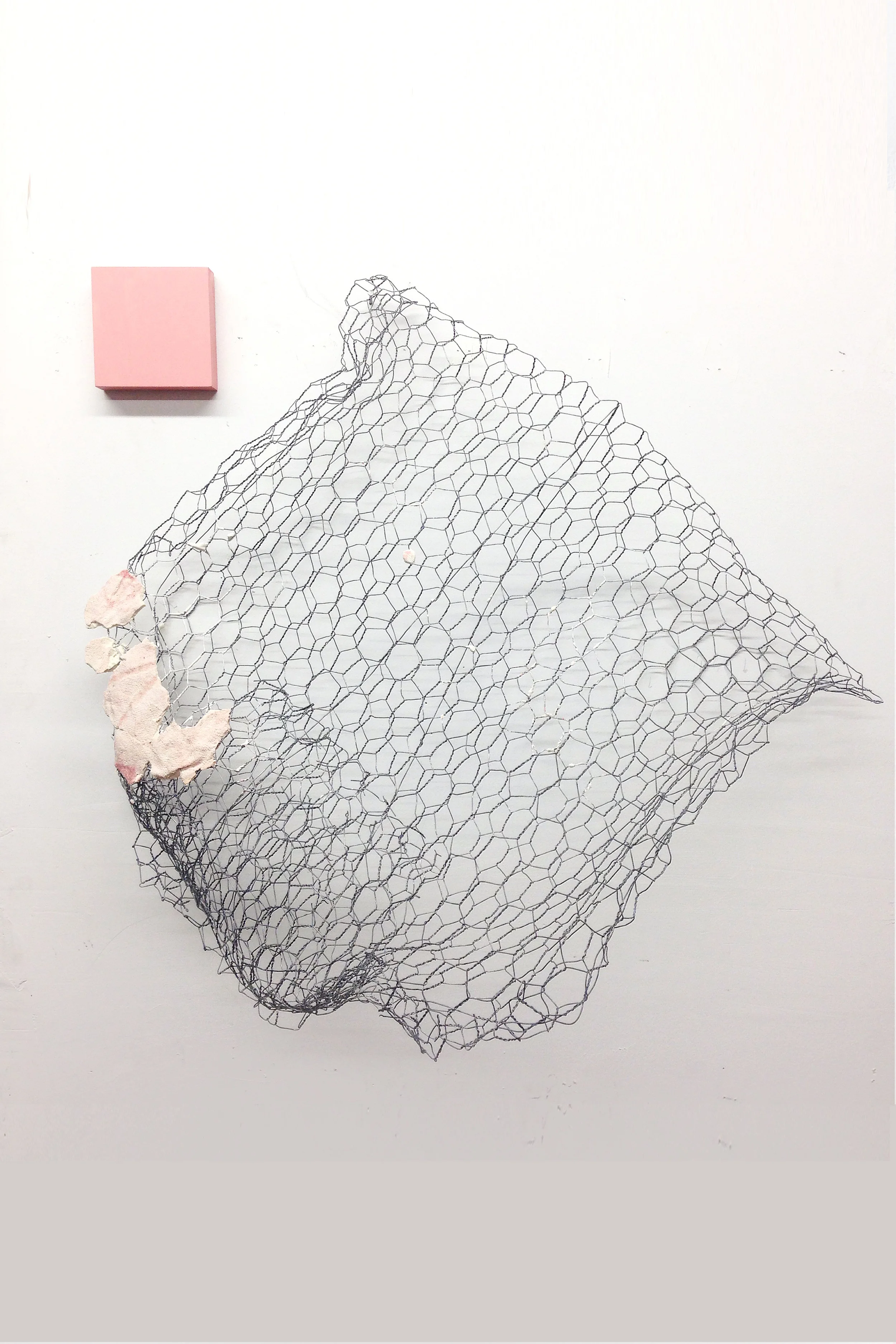 TIBICOS acrylic, pine, fabric residue on plaster chicken wire 24" x 24" x 10" 2014