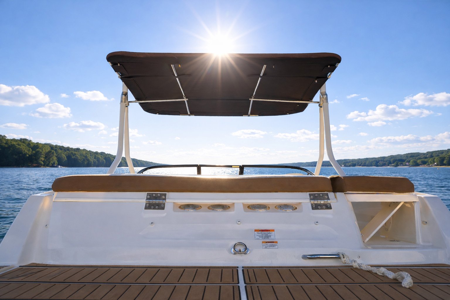 Extra large wakeboard tower bimini rear.