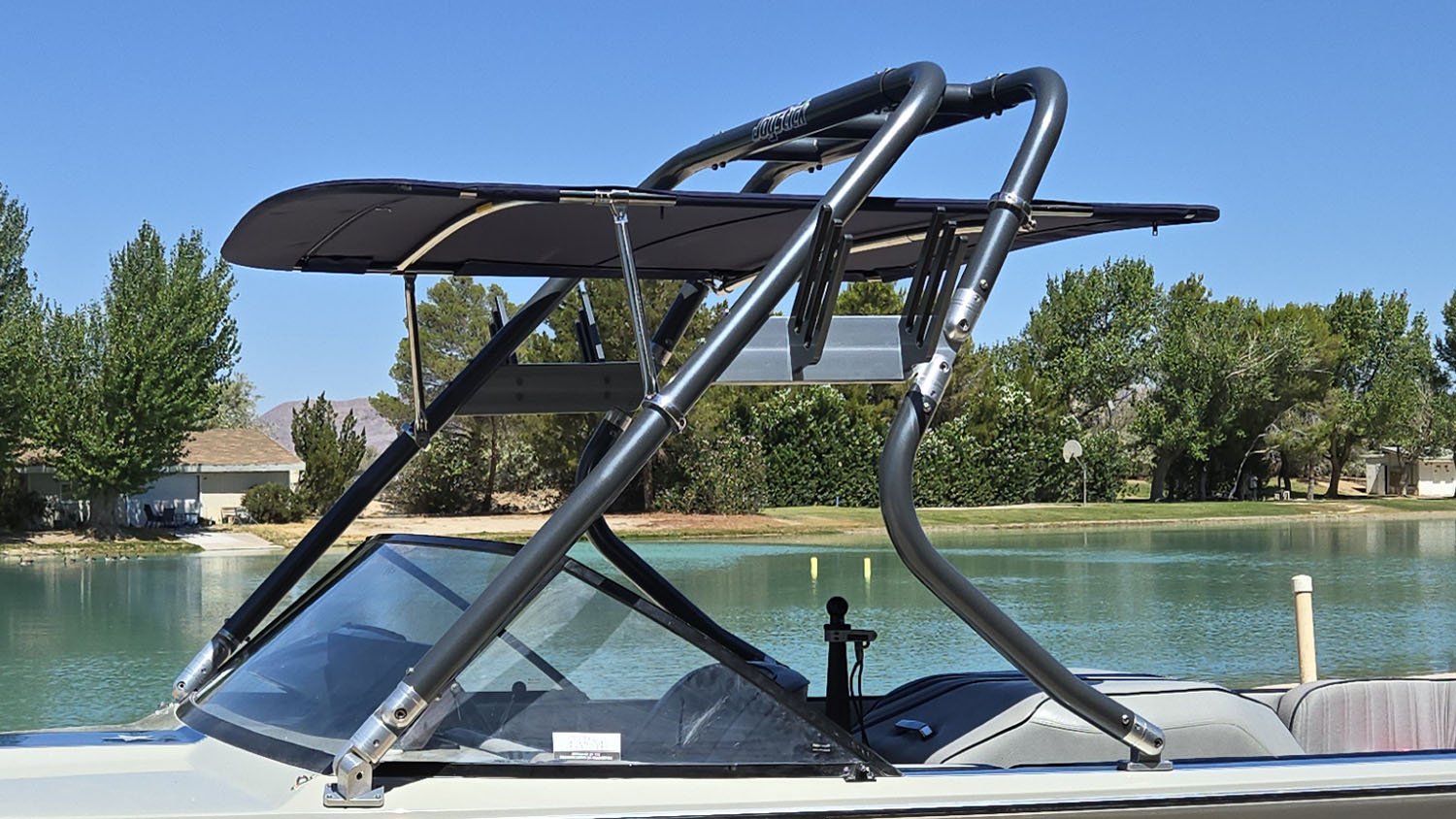 Wakeboard tower bimini mounted under the Tower.