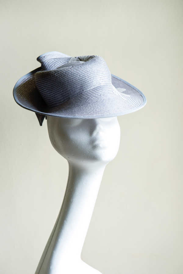 SS-Silvery blue straw percher hat 