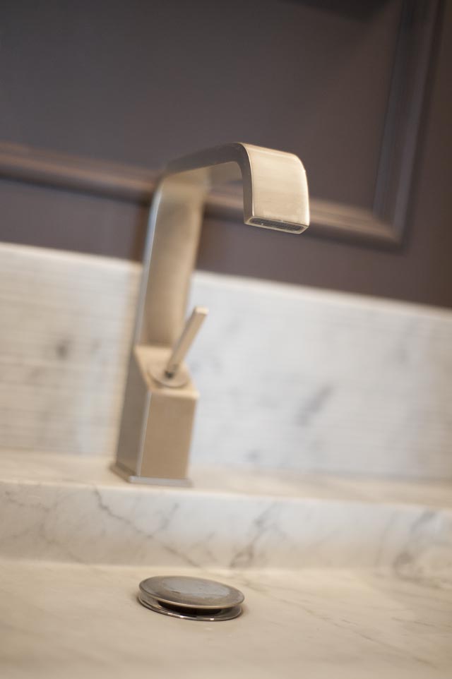 Brushed Metal Tap and Marble Basin 