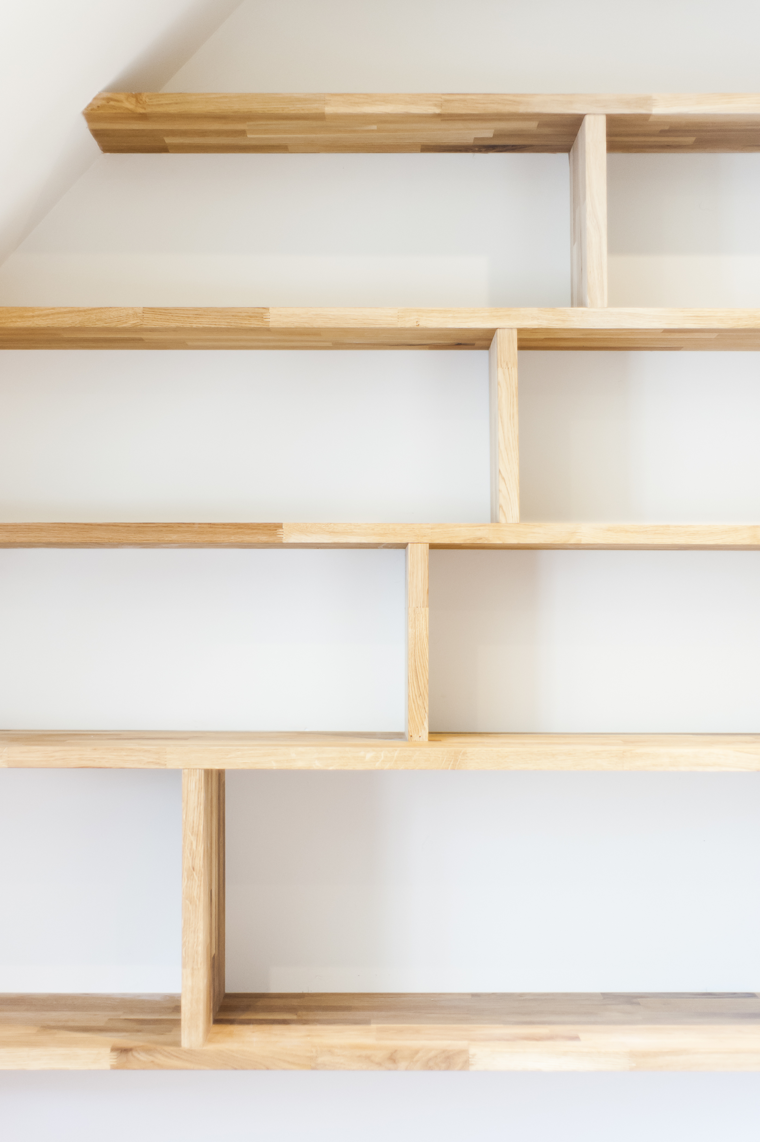 Bespoke Staggered Oak Shelving