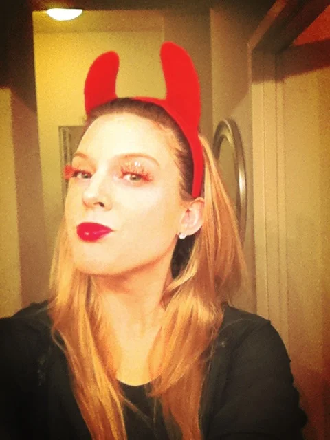 Cheeky devil red-hot falsies.