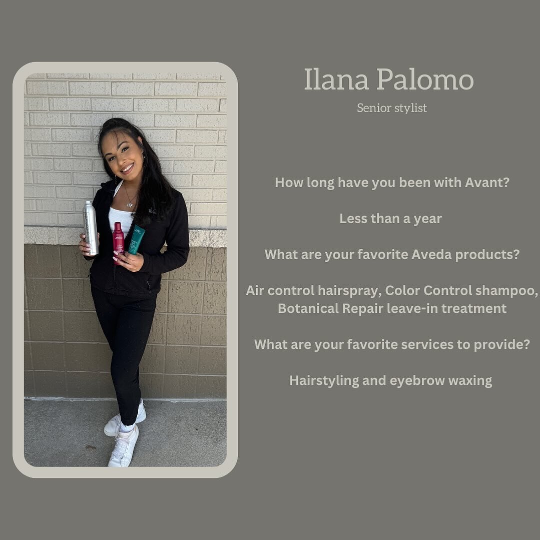 Meet the team! 

Ilana has specials going on as well for the whole month of April!

Book a haircut and receive 20% off an eyebrow wax 
Or
Book a haircut and receive 50% off an eyebrow tint and wax