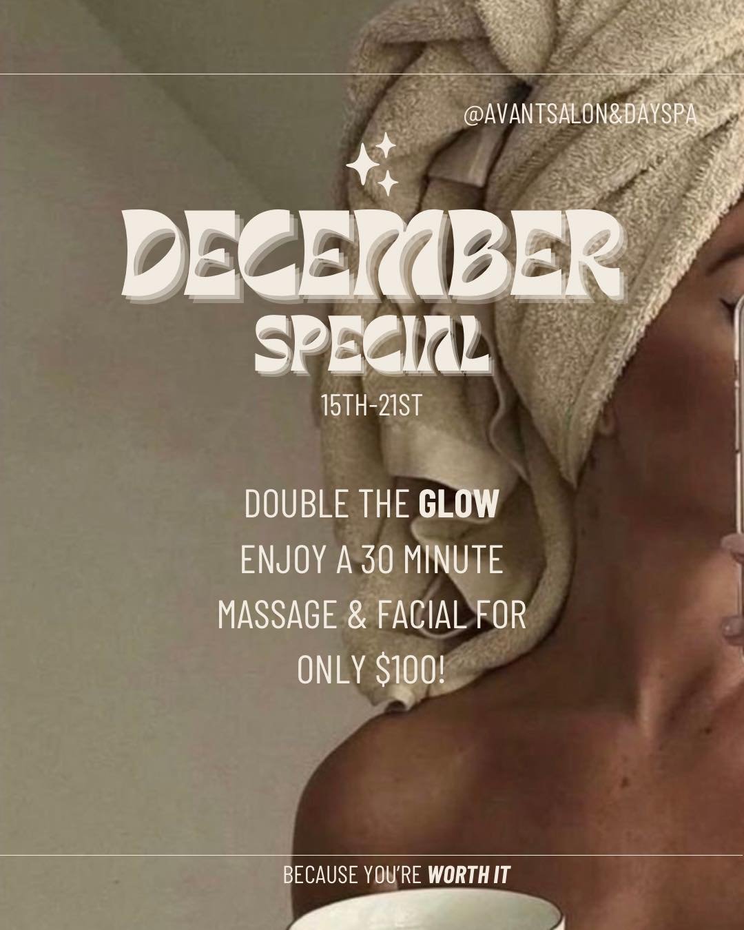 Week 3 of December Deals ☺️

Come get a 30 min facial and a 30 min massage for $100! Book your appointment today for the ultimate relaxation! 

#omaha #esteticafacial #massagetherapist