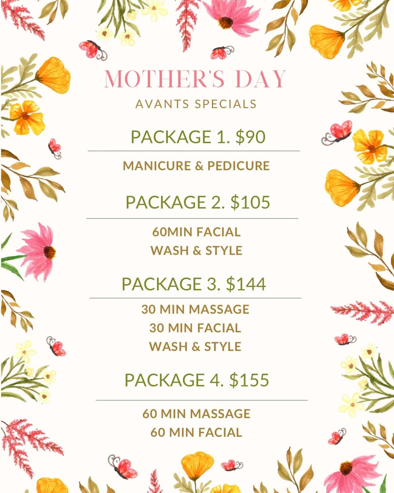 Mothers Day Specials!!! 💐

Get your Mother a gift she really wants ✨relaxation ✨ deals end on Mother&rsquo;s Day! Stop in and get a gift card!!!