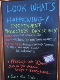Sign outside Buttonwood Books & Toys
