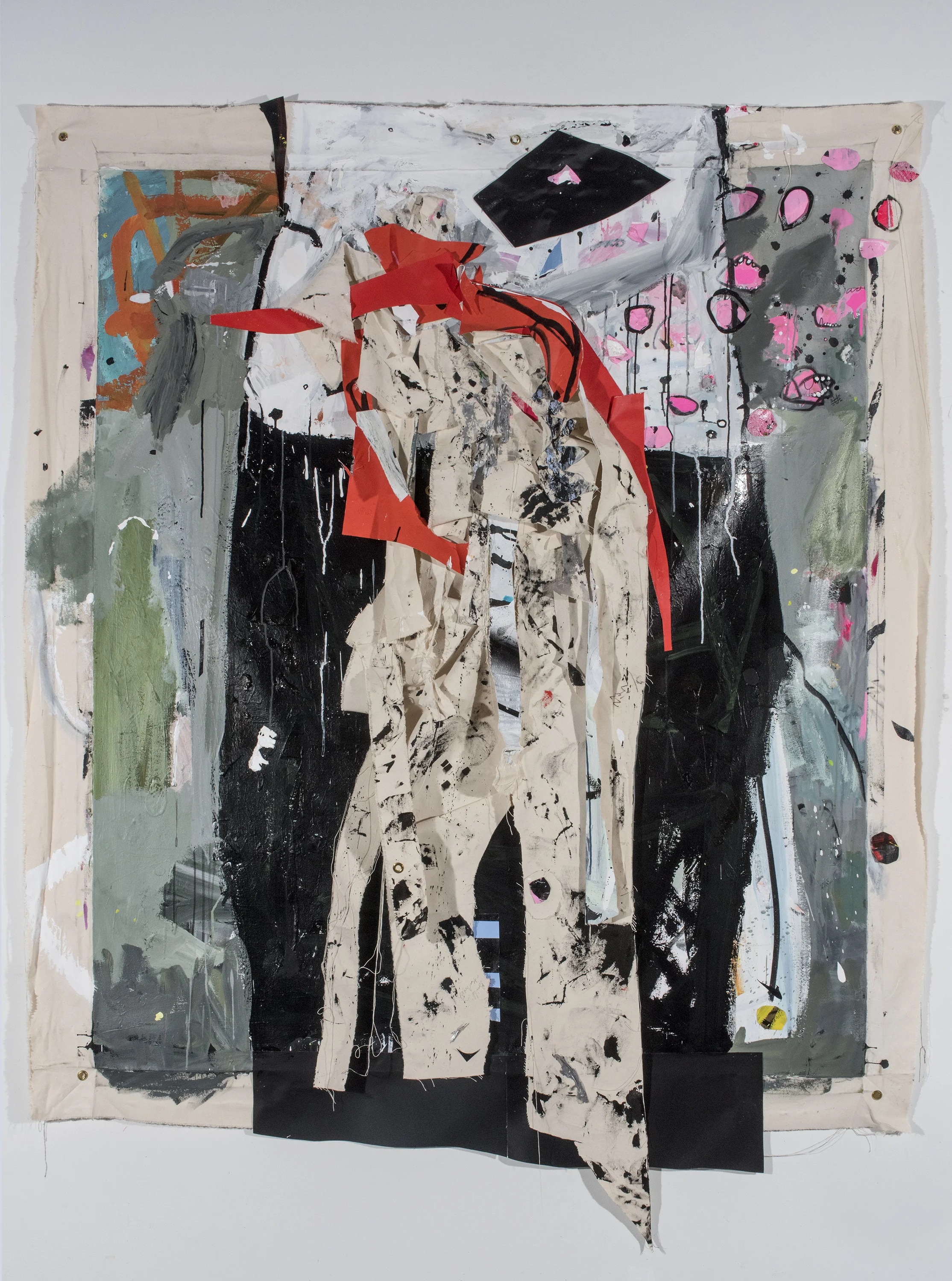 Trigger Warning At The Top Of The Syllabus Acrylic, Marker and Canvas 91(vertical)x70(horizontal)x2 inches 2017