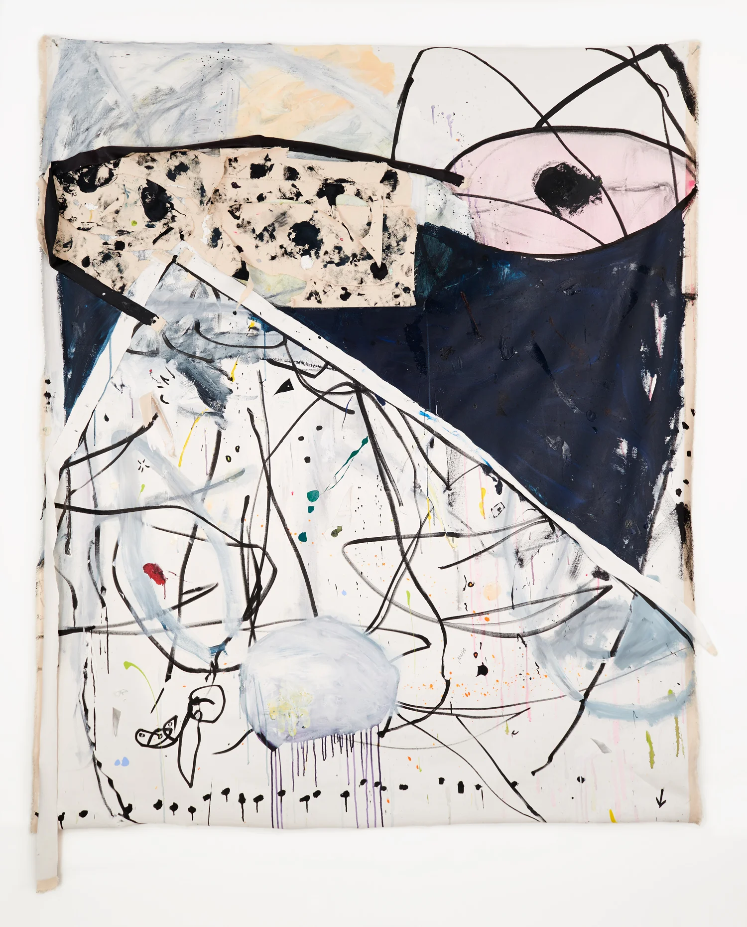 Hovering Just Offstage Acrylic, Canvas and Marker 92(vertical)x72(horizontal)x1 inches 2016