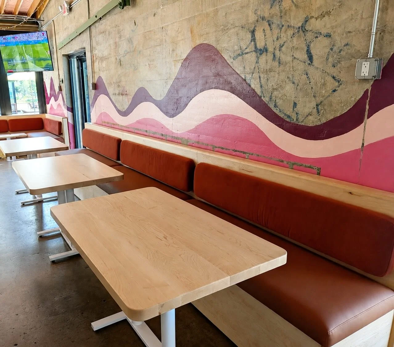 New tables and banquettes for this interior refresh at @sidesaddlewine.
