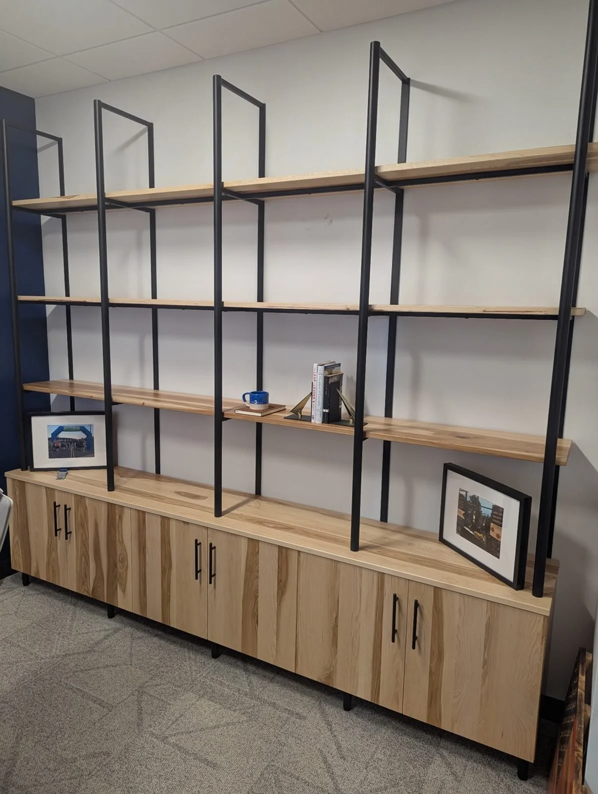 Solid hickory and steel cabinets and shelves for @risk3sixty