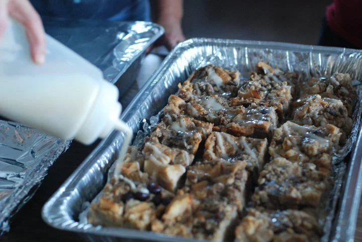 Banana Bread Pudding with Vanilla Glaze